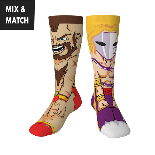 Crossover Street Fighter II Zangief v Vega Collectible Character Socks Sox