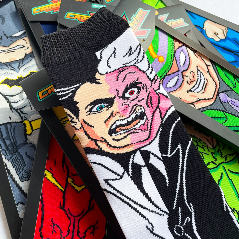 DC Comics Justice League Two-Face Batman Riddler Animated Series Crossover Collectible Character Socks Sox