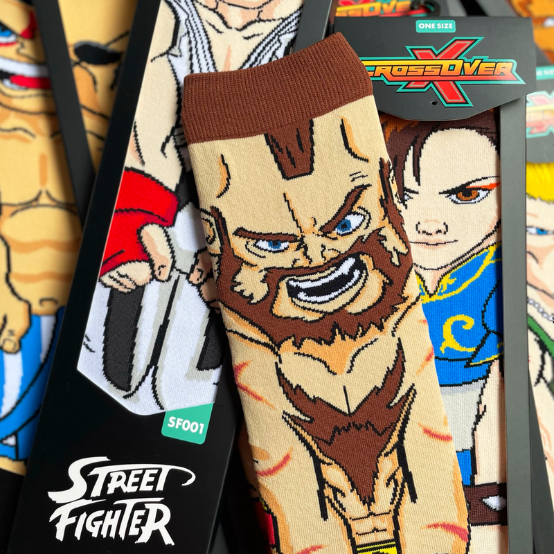 Street Fighter II E. Honda Sagat Ryu Zangief Chun Li  Crossover Collectible Character Socks Sox