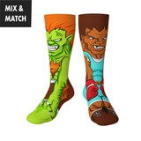 Crossover Street Fighter II Blanka v Balrog Collectible Character Socks Sox