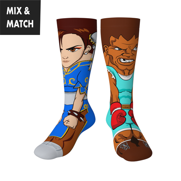 Crossover Street Fighter II Chun Li v Balrog Collectible Character Socks Sox