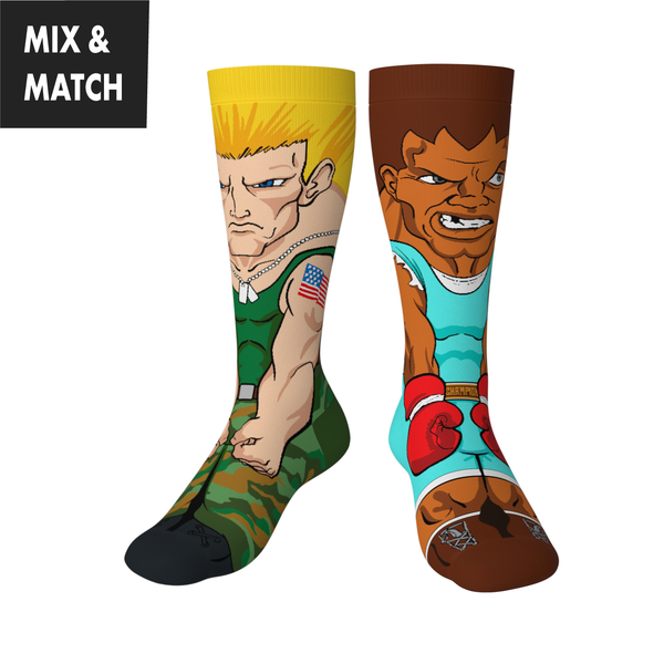 Crossover Street Fighter II Guile v Balrog Collectible Character Socks Sox
