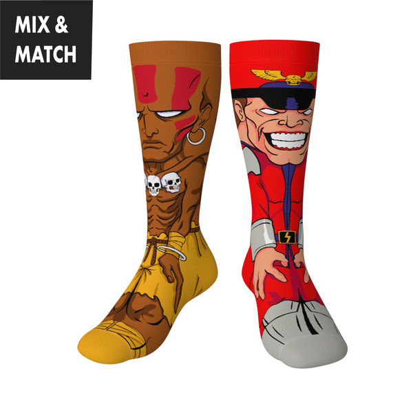Crossover Street Fighter II Dhalsim v M. Bison  Collectible Character Socks Sox