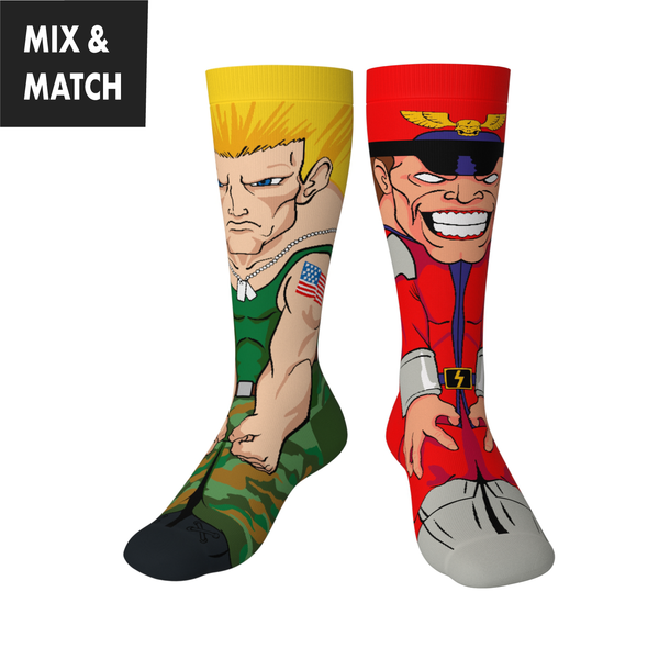 Crossover Street Fighter II Guile v M. Bison Collectible Character Socks Sox