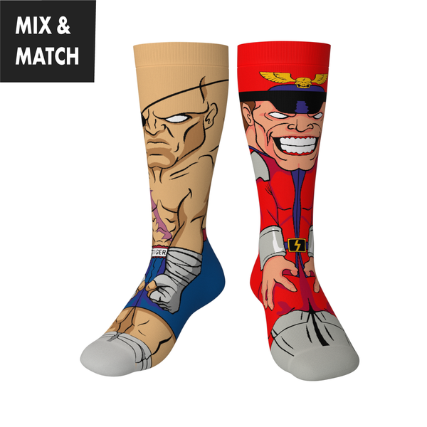 Crossover Street Fighter II Sagat v M. Bison Collectible Character Socks Sox