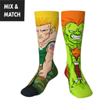 Crossover Street Fighter II Guile v Blanka Collectible Character Socks Sox