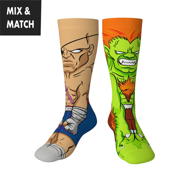 Crossover Street Fighter II Sagat v. Blanka Collectible Character Socks Sox