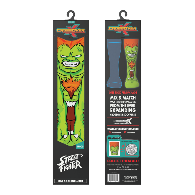 Crossover Street Fighter II Blanka Crossover Collectible Character Socks Sox Packaging