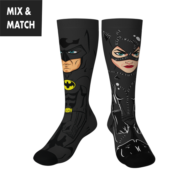 Crossover DC Comics Justice League Keaton Batman (Returns) v Catwoman (Returns) Animated Series DCEU Snyderverse Crossover Collectible Character Socks Sox