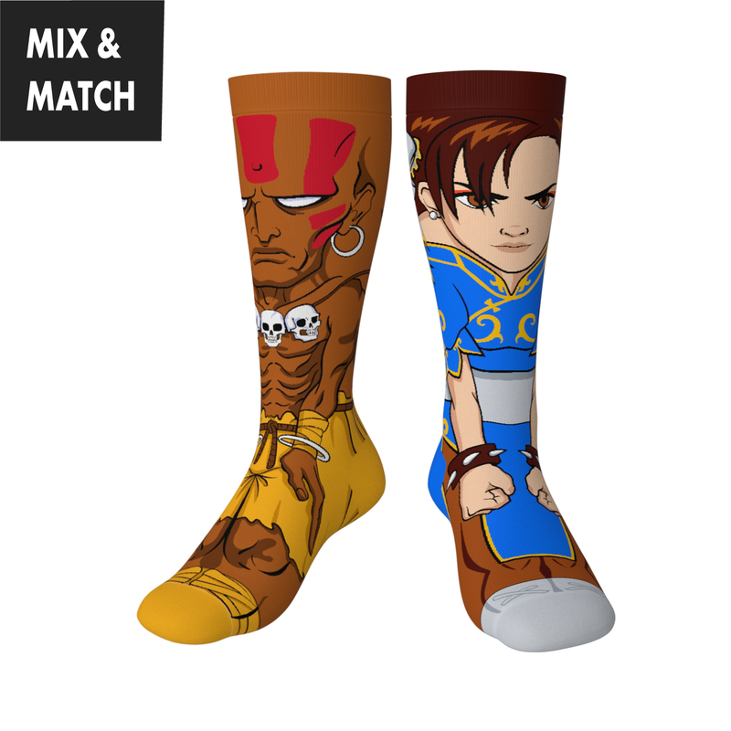Crossover Street Fighter II Dhalsim v Chun Li Collectible Character Socks Sox