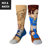 Crossover Street Fighter II Sagat v Chun Li Collectible Character Socks Sox