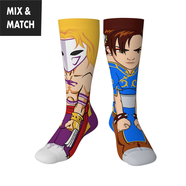 Crossover Street Fighter II Vega v Chun Li Collectible Character Socks Sox