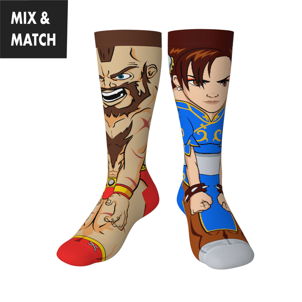 Crossover Street Fighter II Zangief Chun Li Collectible Character Socks Sox