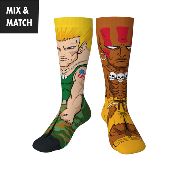 Crossover Street Fighter II Guile v Dhalsim Collectible Character Socks Sox