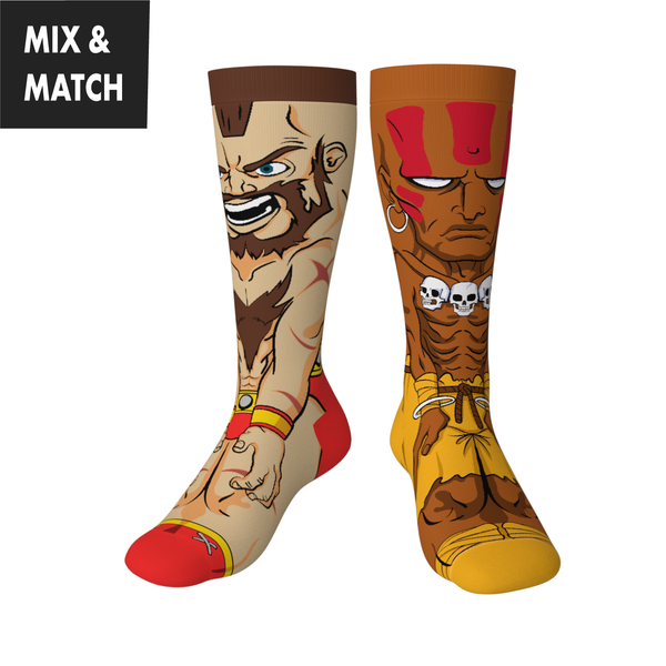 Crossover Street Fighter II Zangief v Dhalsim Collectible Character Socks Sox