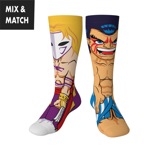 Crossover Street Fighter II Vega v E. Honda Collectible Character Socks Sox