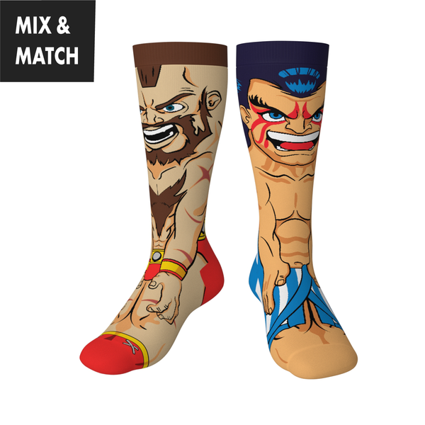Crossover Street Fighter II Zangief v E. Honda Collectible Character Socks Sox