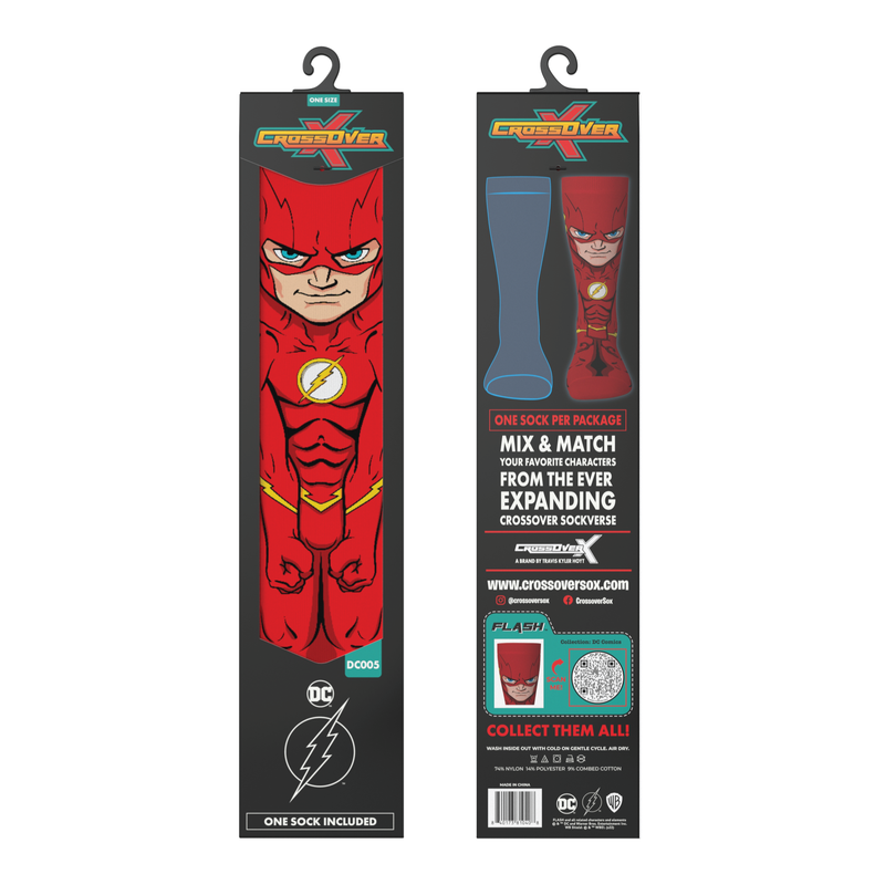 Crossover DC Comics Justice League Flash Animated Series DCEU Snyderverse Crossover Collectible Character Socks Sox Packaging