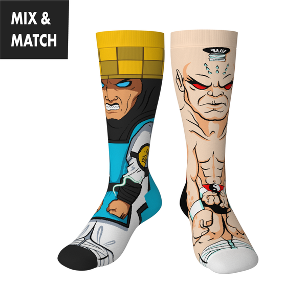 Crossover Mortal Kombat Retro Arcade Game Raiden v Goro Collectible Character Socks Sox