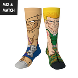 Crossover Street Fighter II Sagat v Guile Collectible Character Socks Sox