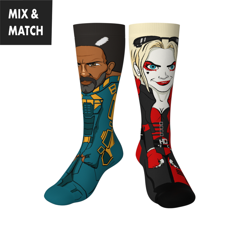 Crossover DC Comics James Gunn The Suicide Squad Bloodsport v Harley Quinn Crossover Collectible Character Socks Sox