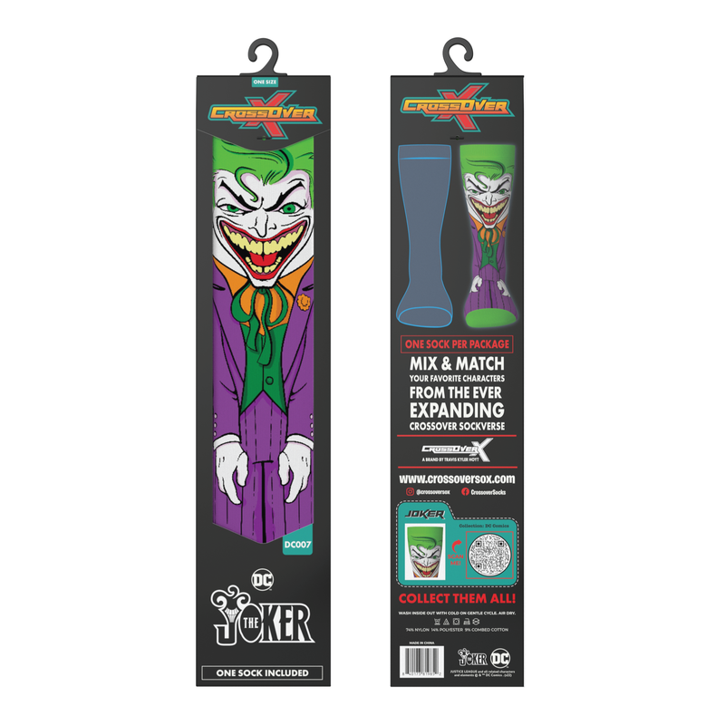 Crossover DC Comics Justice League Joker Animated Series DCEU Snyderverse Crossover Collectible Character Socks Sox Packaging
