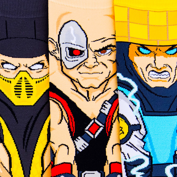 Mortal Kombat Retro Arcade Game Scorpion Kano Raiden Crossover Collectible Character Socks Sox