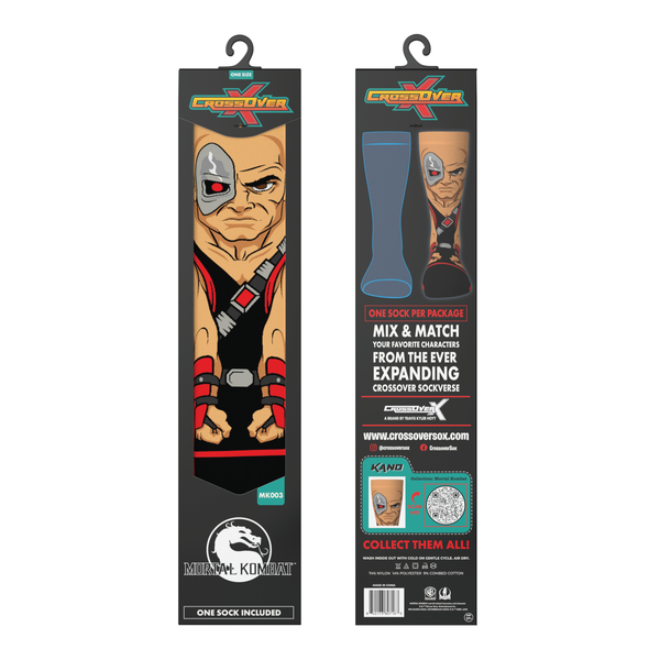 Crossover Mortal Kombat Retro Arcade Game Kano Crossover Collectible Character Socks Sox Packaging