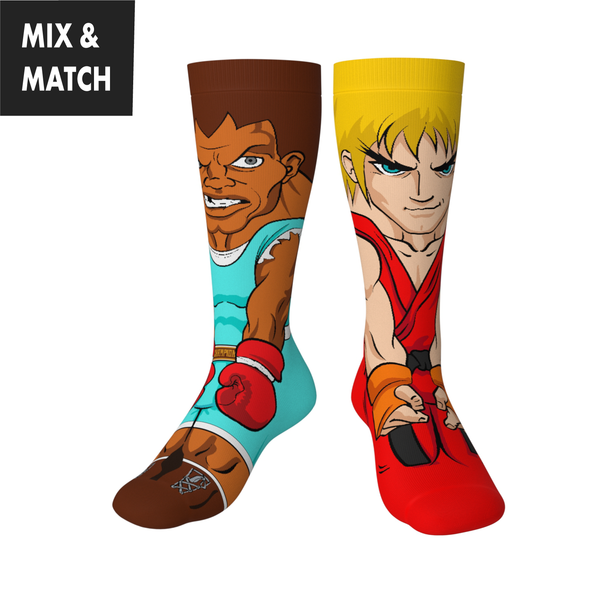 Crossover Street Fighter II Balrog v Ken Collectible Character Socks Sox
