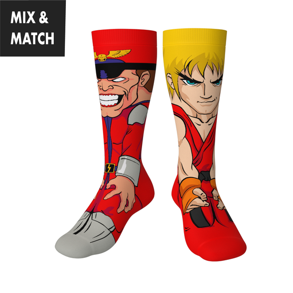 Crossover Street Fighter II M. Bison v Ken Collectible Character Socks Sox