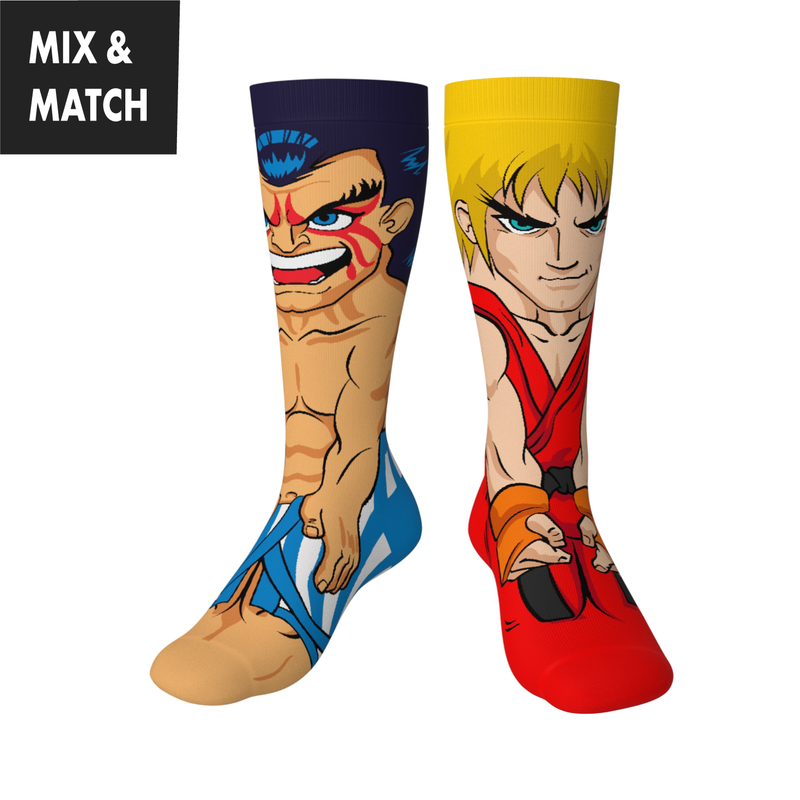 Crossover Street Fighter II E. Honda v Ken Collectible Character Socks Sox