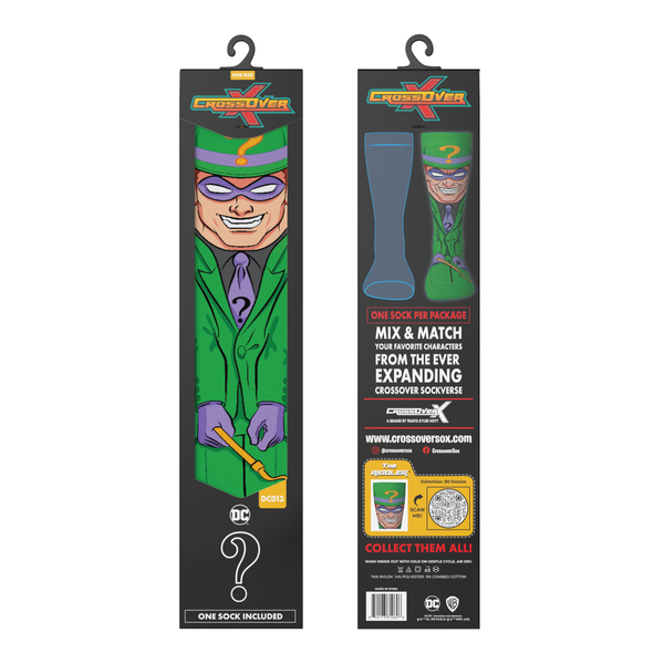 Crossover DC Comics Justice League Riddler Animated Series DCEU Snyderverse Crossover Collectible Character Socks Sox Packaging