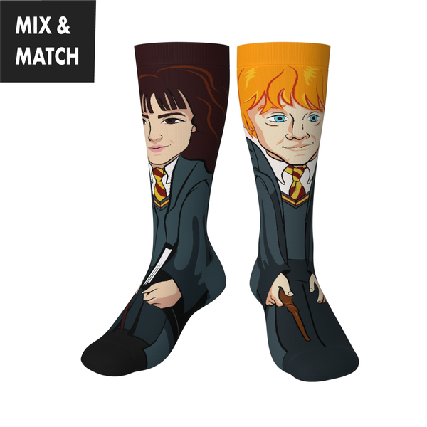 Crossover Harry Potter Wizarding Hermione Granger & Ron Weasley Collectible Character Socks Sox