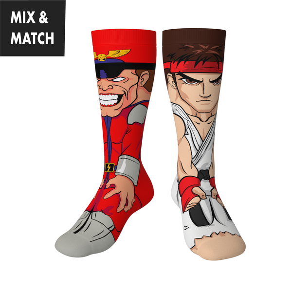 Crossover Street Fighter II M. Bison v Ryu Collectible Character Socks Sox