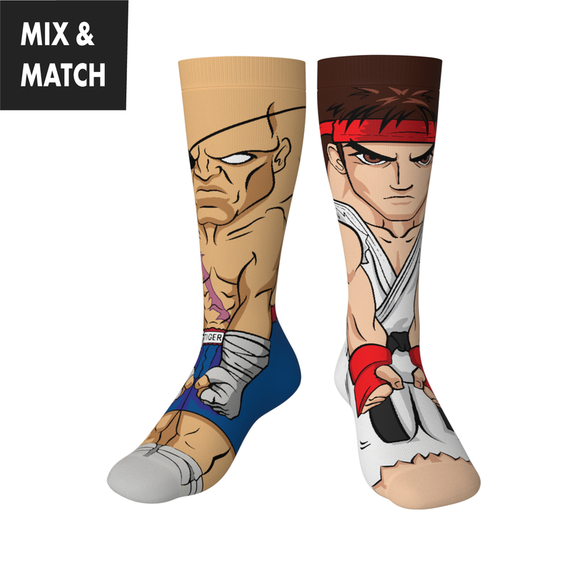 Crossover Street Fighter II Sagat v Ryu Collectible Character Socks Sox