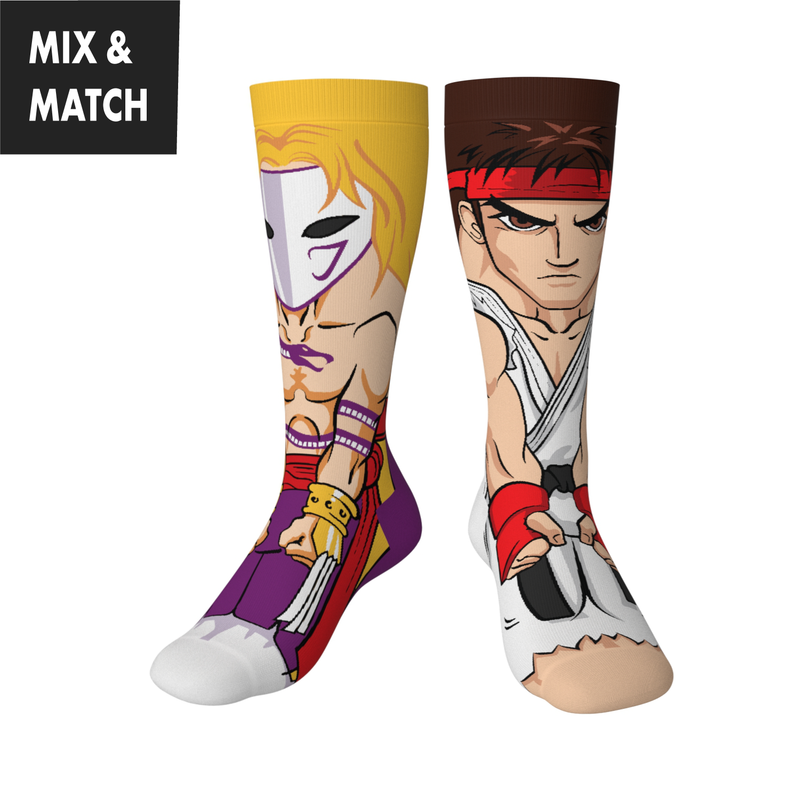 Crossover Street Fighter II Vega v Ryu Collectible Character Socks Sox