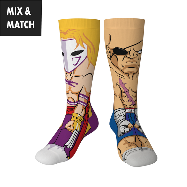 Crossover Street Fighter II Vega v Sagat Collectible Character Socks Sox