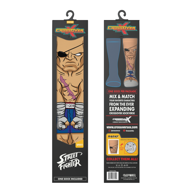 Crossover Street Fighter II Sagat Crossover Collectible Character Socks Sox Packaging