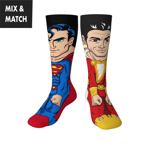 Crossover DC Comics Justice League Superman v Shazam Animated Series DCEU Snyderverse Crossover Collectible Character Socks Sox