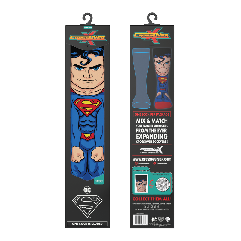 DC Comics Justice League Superman Animated Series DCEU Snyderverse Crossover Collectible Character Socks Sox Packaging
