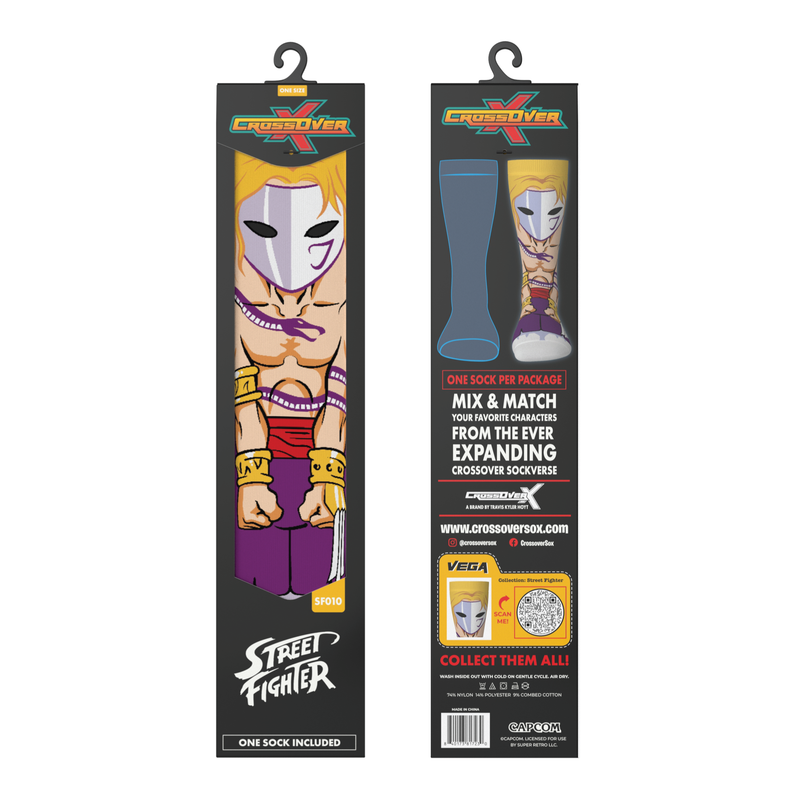 Crossover Street Fighter II Vega Crossover Collectible Character Socks Sox Packaging