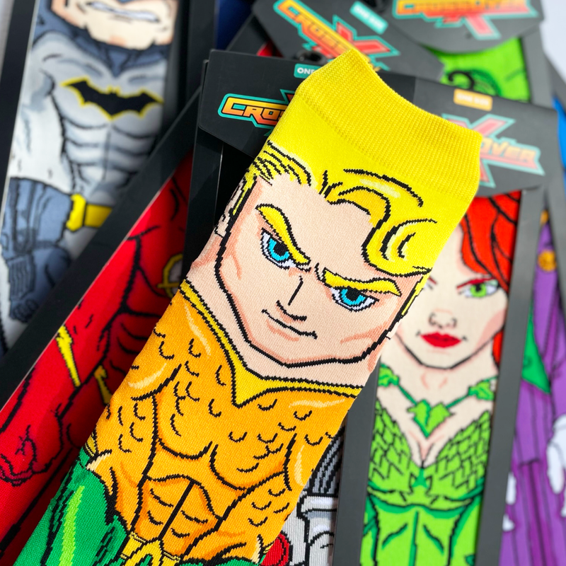 DC Comics Justice League Aquaman Poison Ivy Batman Flash Batman Animated Series Crossover Collectible Character Socks Sox