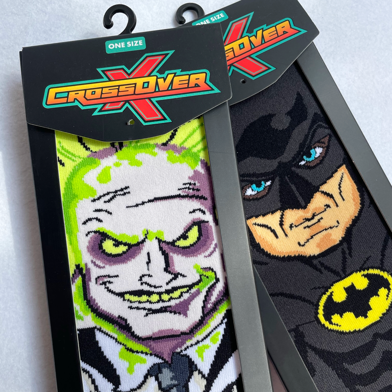 Crossover Michael Keaton Batman and Beetlejuice collectible character socks