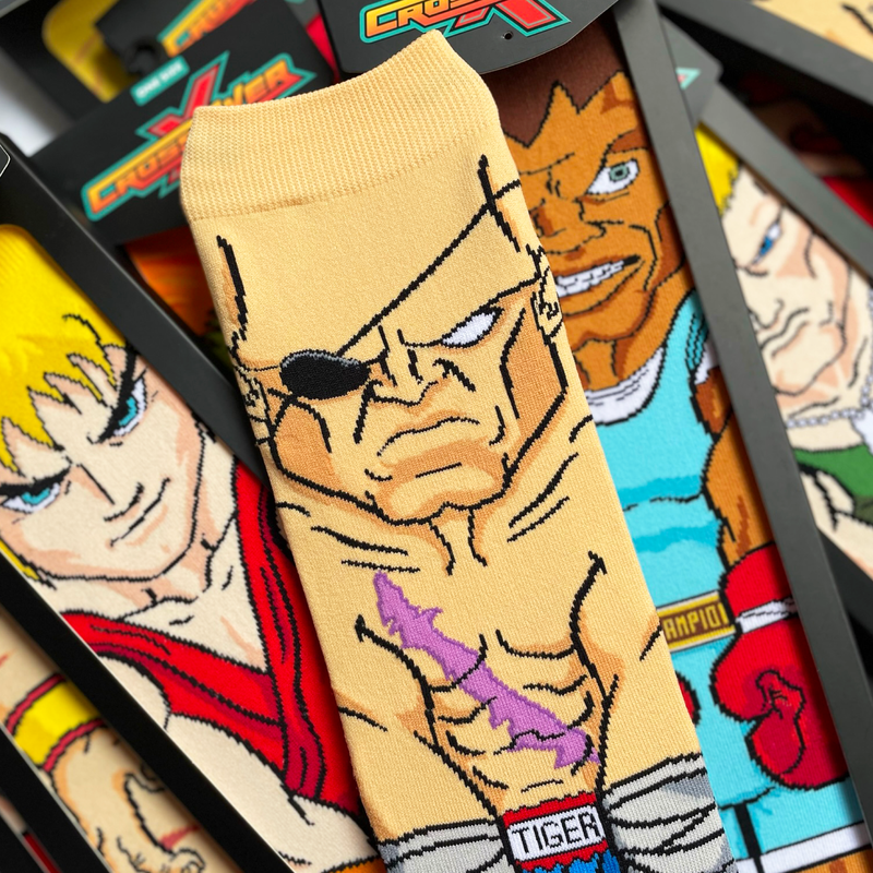 Street Fighter II Ken Sagot Balrog Guile Crossover Collectible Character Socks Sox